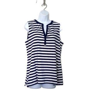 MICHAEL Michael Kors Sleeveless Top Pullover Stretch Nautical Stripe EUC Sz L